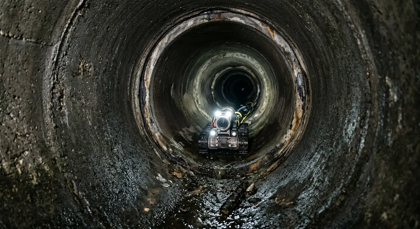 Robotic sewer camera inspecting pipe interior for Sewer Line Repair in Brownsburg